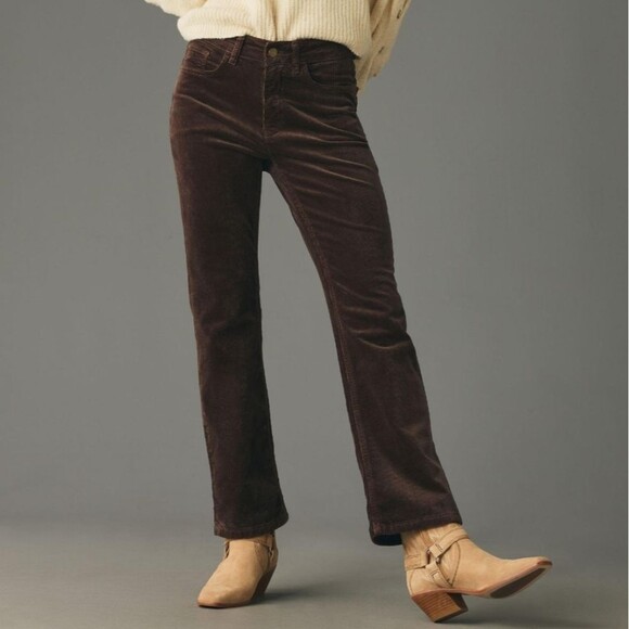 Pilcro Anthropologie The Yaya mink brown mid rise corduroy crop flare pants jean - Picture 4 of 13